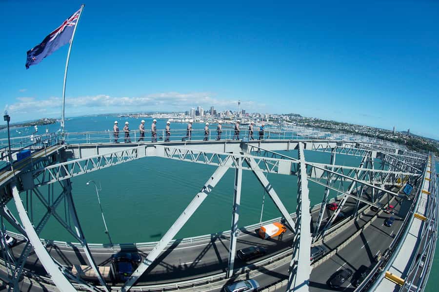 Auckland Harbor Bridge: Bridge Climb - Listening to Auckland stories along the route