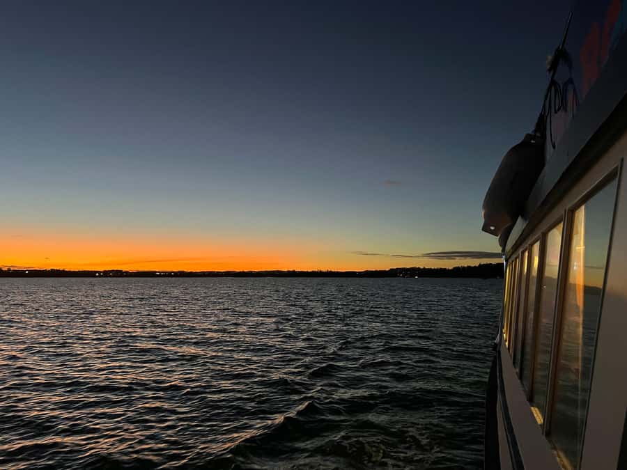 Auckland Sunset Harbour Cruise - Passing beneath Auckland Harbour Bridge