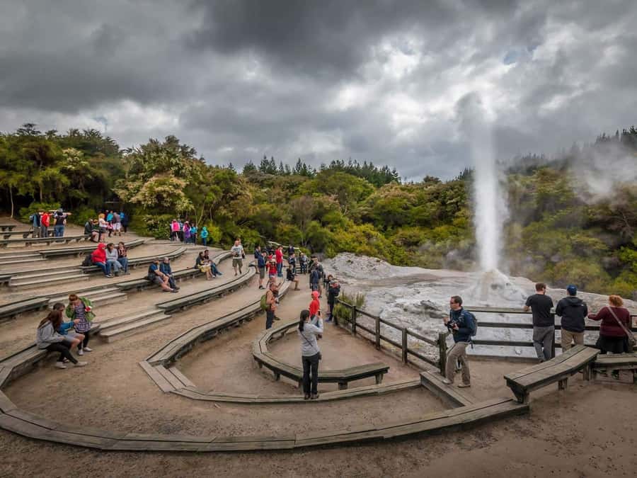 Auckland: Wai-O-Tapu, Maori Haka & Hot Springs Rotorua Tour - Walking through Wai-O-Tapu’s geothermal colors