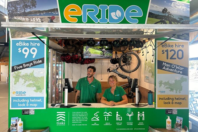 eRide Waiheke 5 bays ride - Getting started beside the ferry arrival